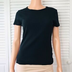 H&M Black Ribbed Short Sleeve Shirt Size Medium